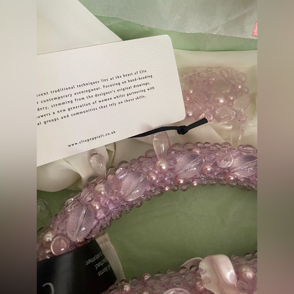 NWT Clio Peppiatt Petal Bag Wisteria Women's Pink Petal Beaded Bag - Picture 13 of 13